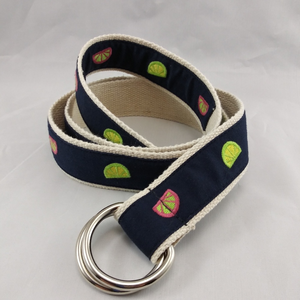 J Crew Fruit slice navy womens belt size M/L